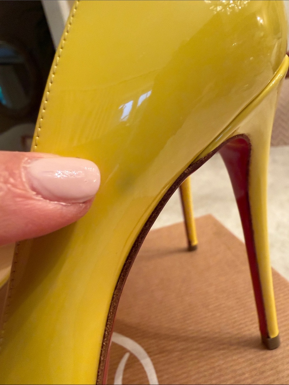 Christian Louboutin Yellow Patent Pointed-Toe Stiletto Pumps - Picture 7 of 10